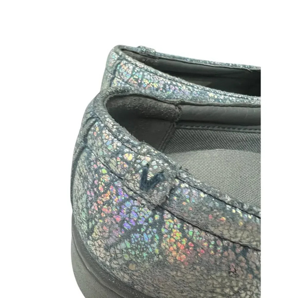 Vionic Avery Pro Metallic Leather Slip-On Shoe Slip Resistant Blue Gray 9 - Picture 12 of 16